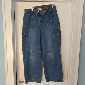 Forever 21 Premium Blue Wide Leg High Waisted Denim Jeans 30 Y2k